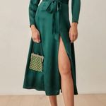 Reformation NWT Julius Silk Dress Emerald Green Size 0 Photo 2