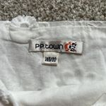 3D Flowers Embroidery White Floral Puff Sleeve Peplum Top 100% cotton Size M Photo 3