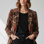 Talbots Vintage  Velvet Multicolor Paisley Blazer | Cotton-Silk Photo 0