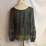 Anthropologie shimmery grey layered dressy top Photo 8