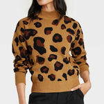 Who What Wear Leopard Print Mock Women's Sweater Photo 0