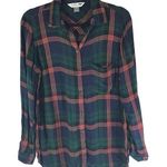 Old Navy Womens The Classic Flannel Shirt Button Down Plaid Green Orange Size M Photo 0