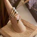 Champagne CZ Cocktail Ring – Gold Tone Brass, Size 6 Photo 1