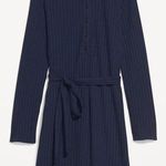 Old Navy Fitted Rib Knit Tie-Belt Long Sleeve Mini Polo Dress Navy Blue sz Med Photo 2