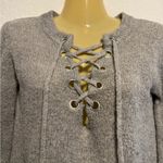 Forever 21  Heather Gray Lace-Up Knit Sweater Women’s Size Small Long Sleeve Soft Photo 1