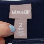 Chico's Womens Embroidered Tassel V Neck 3/4 Sleeve Gauzy Dress Size 2 L Blue Photo 5