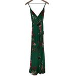 Lulus Still The One Emerald Green Floral Print Satin Maxi Dress Size S Photo 2