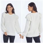 Summersalt  Ruffle Shoulder Ribbed Knit Sweater Size S White 100% Organic Cotton Photo 6