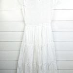 Blu Pepper  White Tiered Skirt Smocked Bodice Flutter Sleeve Midi Dress Size S Photo 2