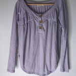 We The Free Free‎ People Must Have Henley Waffle Knit Long Sleeve Top in Lilac Size Small Photo 0