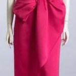 VICTOR COSTA Fuchsia Pink Bow Strapless Gown Liquid Satin 80s Size XS Photo 0