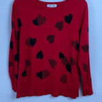 Christopher & Banks  Medium Hearts Print Long Sleeve Crew Neck Valentines Sweater Photo 0