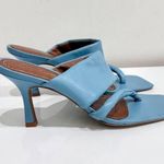 L'INTERVALLE Leather Thong Square Toe Stiletto Heels Jet Blue Women's Size US 9 Photo 2