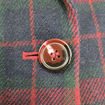 Vintage Red Green Tartan Velvet Collar Rose Broach Wool Blend Blazer Size 14 Photo 4