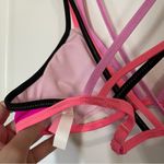 Victoria's Secret Victoria’s Secret Pink and Black Bright Neon Strappy Bikini Bathing Suit Top Photo 3
