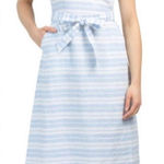 Sigrid Olsen 100% Linen Blue White Striped Halter Midi Summer Dress Size 4 Photo 0