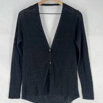 Eileen Fisher Black Linen Blend V Neck Draped Open Back Cardigan Long Sleeve Photo 0
