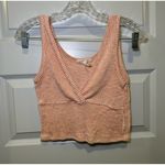Caution to the Wind Orange Ribbed Knit V Neck Sleeveless Crop Top size L Photo 0