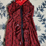 Hello Miss Red and Black Zippered Ruffle Dress Photo 0