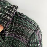 Vintage Donatella Petite Large Plaid Peacoat Wool Blend Belted Double Breasted Green Size undefined Photo 2