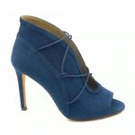 G.I.L.I. Peep Toe Bungee Front Ankle Booties Kaarina Denim Blue High Heels 8.5 Photo 0