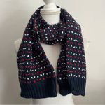None Navy Red White Knit Winter Scarf Photo 1