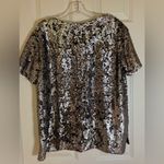 Anthropologie Anthro Vanessa Virginia Sequin V-neck Top Black Silver Size M Photo 9