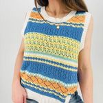 Vigoss boho crocheted oversized sweater vest in blue and yellow size m/l? Photo 0