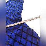 Carmen Marc Valvo VINTAGE Royal Blue Wool & Black Beaded Dress –Size M (runs SM) Photo 12