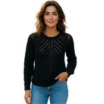 Chelsea & Theodore Crochet Knit Sheer Sweater Navy Blue Jr Size XL Photo 8