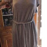 Caution to the Wind Brown White Striped Short Sleeve Belted Dress Large Photo 0