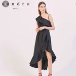 Sandro NWT  Lover black ruffle asymmetric dress Photo 12