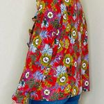 Molly Bracken Red Ruffle Floral Button Down Shirt Photo 2