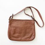 Fossil  Elise Brown Leather Crossbody Bag Pebbled Leather Tan Zip Pocket Cow Hide Photo 1