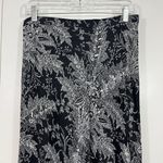 Anthropologie  Size 8 Black, White Floral Print Satin Midi Skirt Photo 8