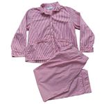 LAKE 100% Cotton Piped Poplin Pajama Set Size XL Red Photo 0