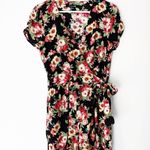 Forever 21  Floral Romper Black Multicolor Short Sleeve Tie Waist Size Medium Photo 2
