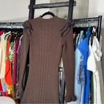 Fendi Wool Blend Ruffle Trim Knit Mini Dress in Chocolate Brown Photo 7