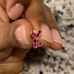 Pink Dainty Heart Earrings Dipped In Gold! Photo 3