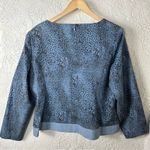 VTG Cheetah Denim Cut Out Blouse Blue Size 14 Photo 5