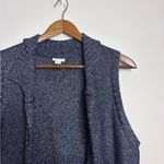 Chico's  Navy Blue Shimmer Open Chunky Knit Grandmacore Vest with Pockets Photo 5