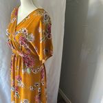 love, Fire Yellow and Pink Floral Wrap Maxi Dress Orange Size L Photo 3