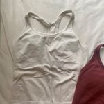 cream white and burgundy red ribbed Amazon workout tank top bundle Size L Photo 2