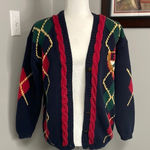 The Eagle's Eye Sport 1993 Knit Chunky Cardigan Sweater Argyle Womens Size Med Red Photo 0
