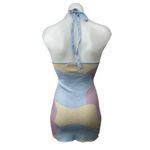 Peppermayo  Multicolor Pastel Halter Sleeveless V Neck Mini Bodycon Dress Sz S/M Photo 1