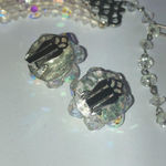 Vintage AB Clear Beaded Multi Strand Boho Necklace & Clip On Earrings Set Photo 7