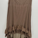 Paisley Vine Women Brown Tiered Ruffle Skirt Size L Stretch Boho Artsy Lagenlook Size M Photo 0
