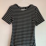 Oasap  Black & White Striped Asymmetrical Dress Photo 5