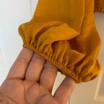 ASTR the Label Mustard Yellow Ruched Puff Sleeve Blouse, Women’s Small Photo 3