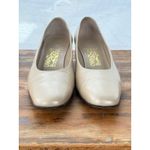 Salvatore Ferragamo Vintage  Beige Leather Square Toe Block Heel Pumps Size 7.5 B Photo 5